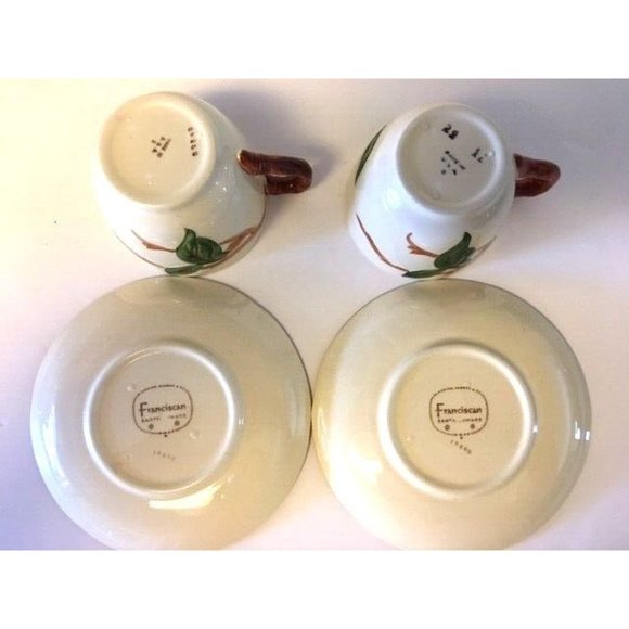 Franciscan Apple Cup and Saucer 1960s TV USA Backstamp Set of 2 - Picture 4 of 4